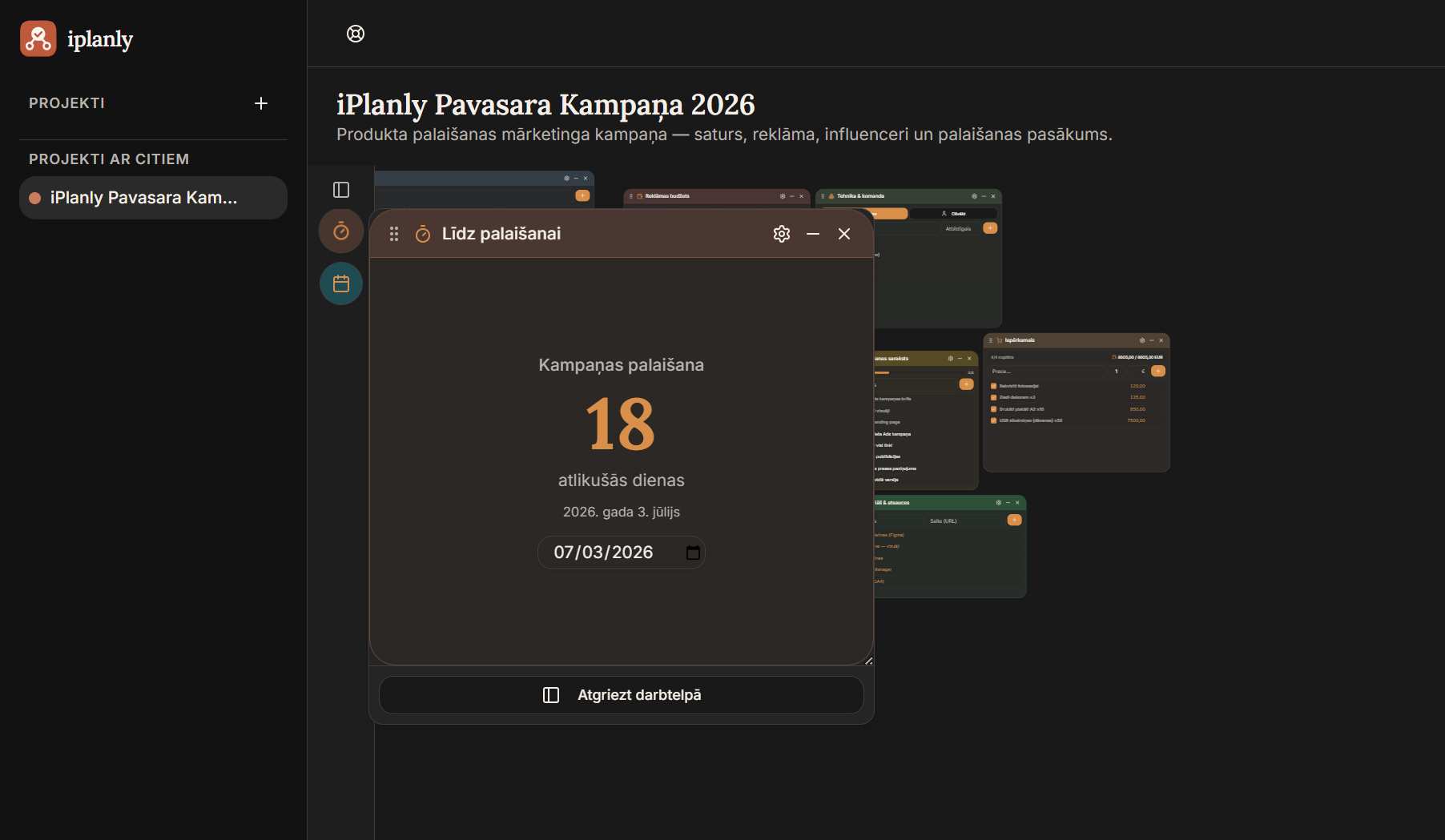 Atpakaļskaitīšana līdz svarīgam datumam.